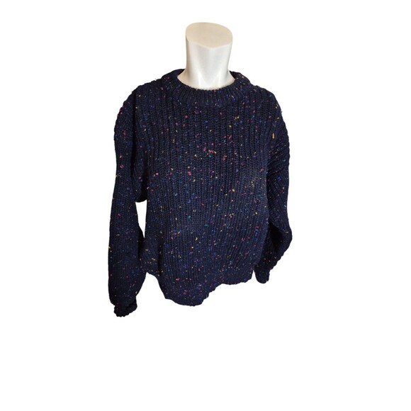 GAP VTG 90s Wool Sweater Unisex Sweater Navy Blue Speckle Sz S/M - Picture 1 of 8